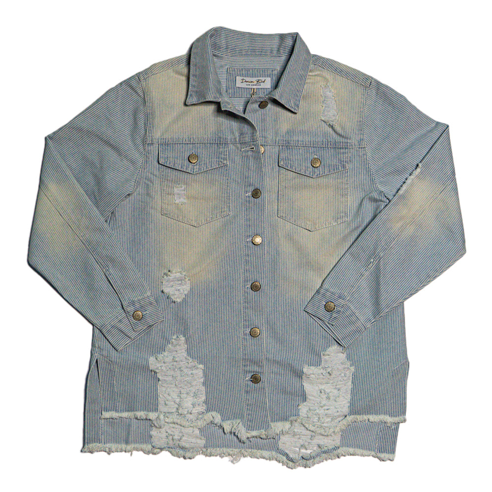 Upcycled Distressed Shacket | Designed with Lobster, Oyster, and Knife ...