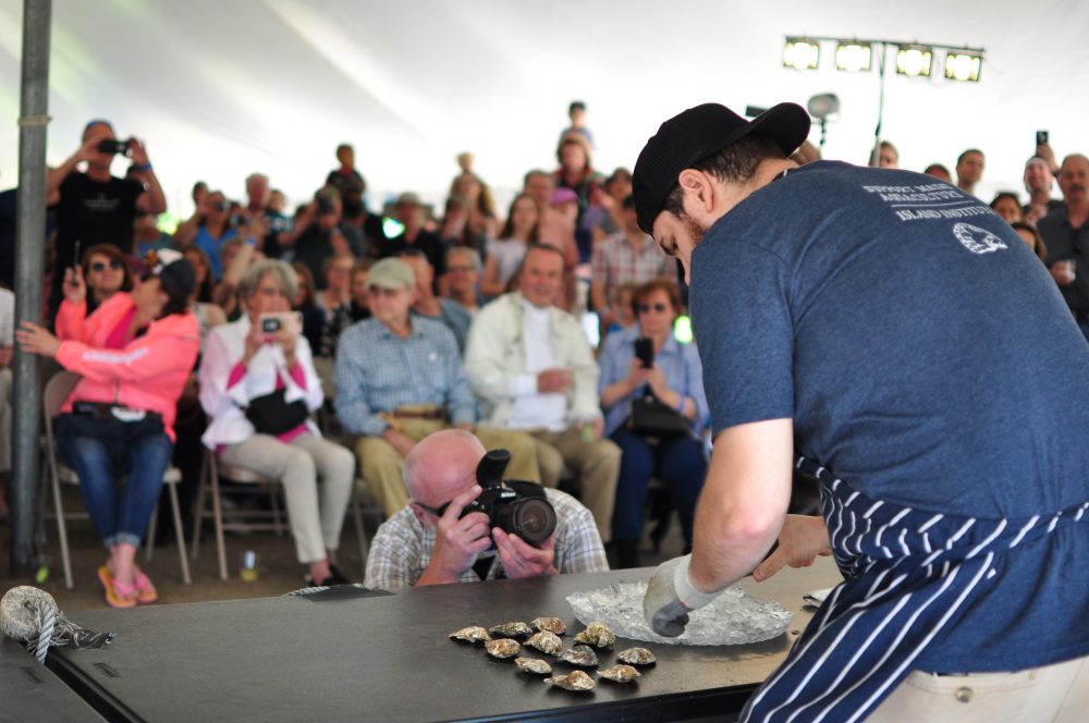 The shucking competition at the DOC sources somer of the very best shuckers in North America. Photographer: Warwick Ombler.