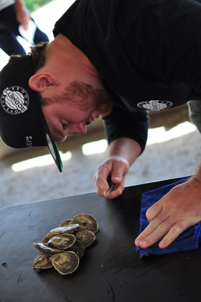 Eamon was the champion of the DOC 2019 shucking competition! Photographer: Warwick Ombler.